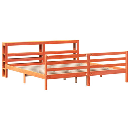 Bed Frame without Mattress Wax Brown 200x200 cm Solid Wood Pine