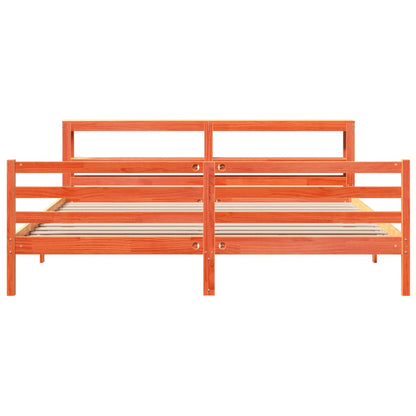 Bed Frame without Mattress Wax Brown 200x200 cm Solid Wood Pine