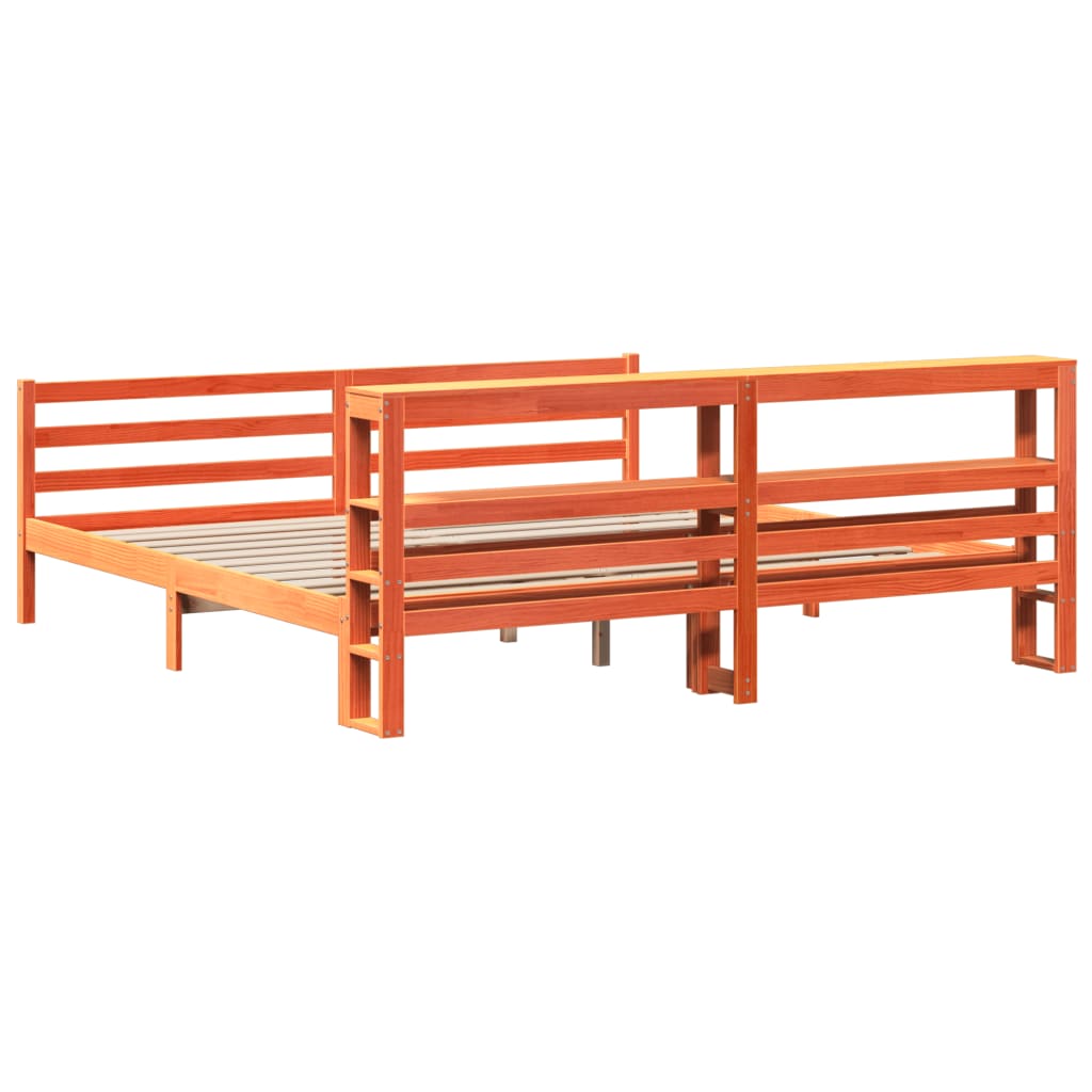 Bed Frame without Mattress Wax Brown 200x200 cm Solid Wood Pine
