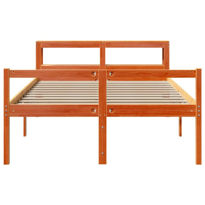 Bed Frame with Headboard without Mattress Wax Brown 135x190 cm Double