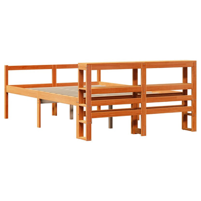 Bed Frame with Headboard without Mattress Wax Brown 135x190 cm Double