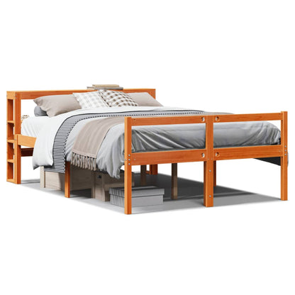 Bed Frame with Headboard without Mattress Wax Brown 160x200 cm