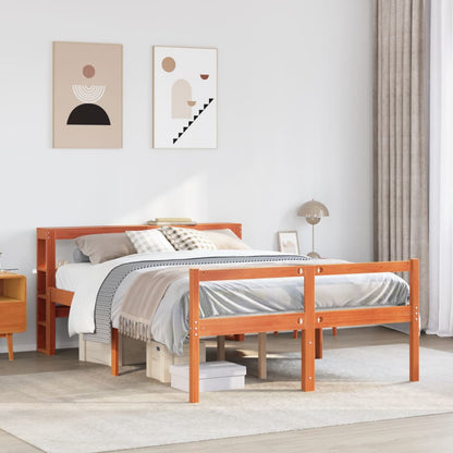 Bed Frame with Headboard without Mattress Wax Brown 160x200 cm