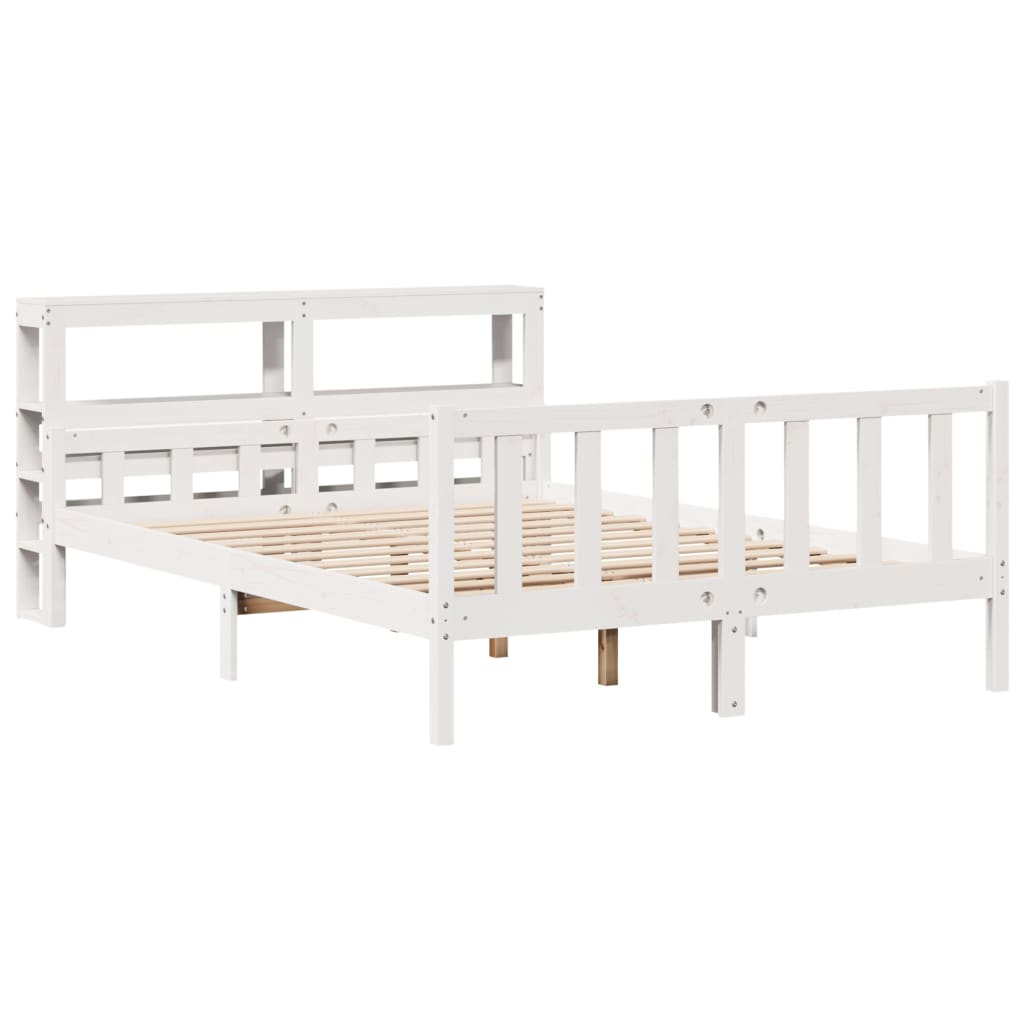 Bed Frame without Mattress White 150x200 cm King Size Solid Wood Pine