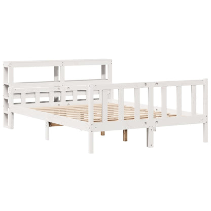 Bed Frame without Mattress White 150x200 cm King Size Solid Wood Pine