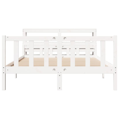 Bed Frame without Mattress White 150x200 cm King Size Solid Wood Pine