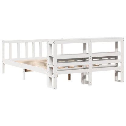 Bed Frame without Mattress White 150x200 cm King Size Solid Wood Pine
