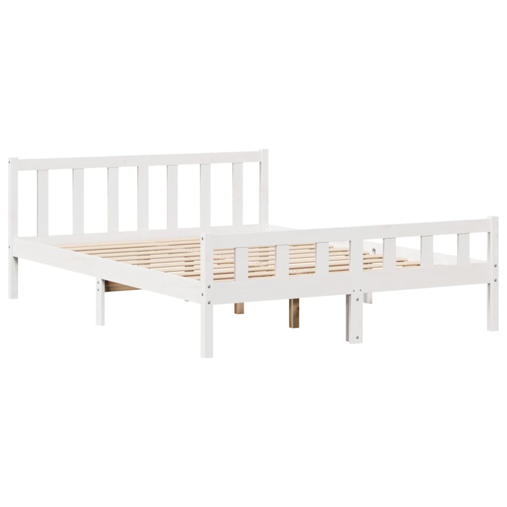 Bed Frame without Mattress White 160x200 cm Solid Wood Pine