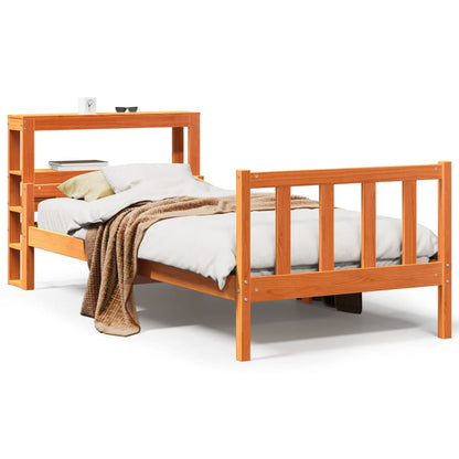 Bed Frame with Headboard without Mattress Wax Brown 75x190 cm Small Single