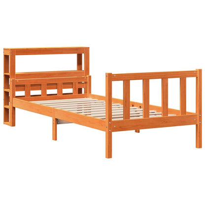 Bed Frame with Headboard without Mattress Wax Brown 75x190 cm Small Single