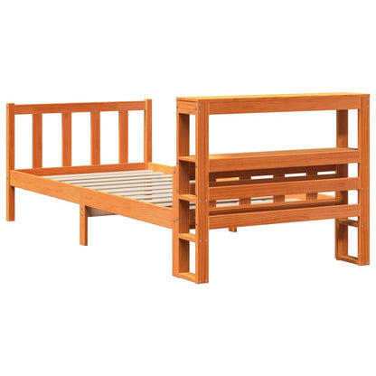 Bed Frame with Headboard without Mattress Wax Brown 75x190 cm Small Single