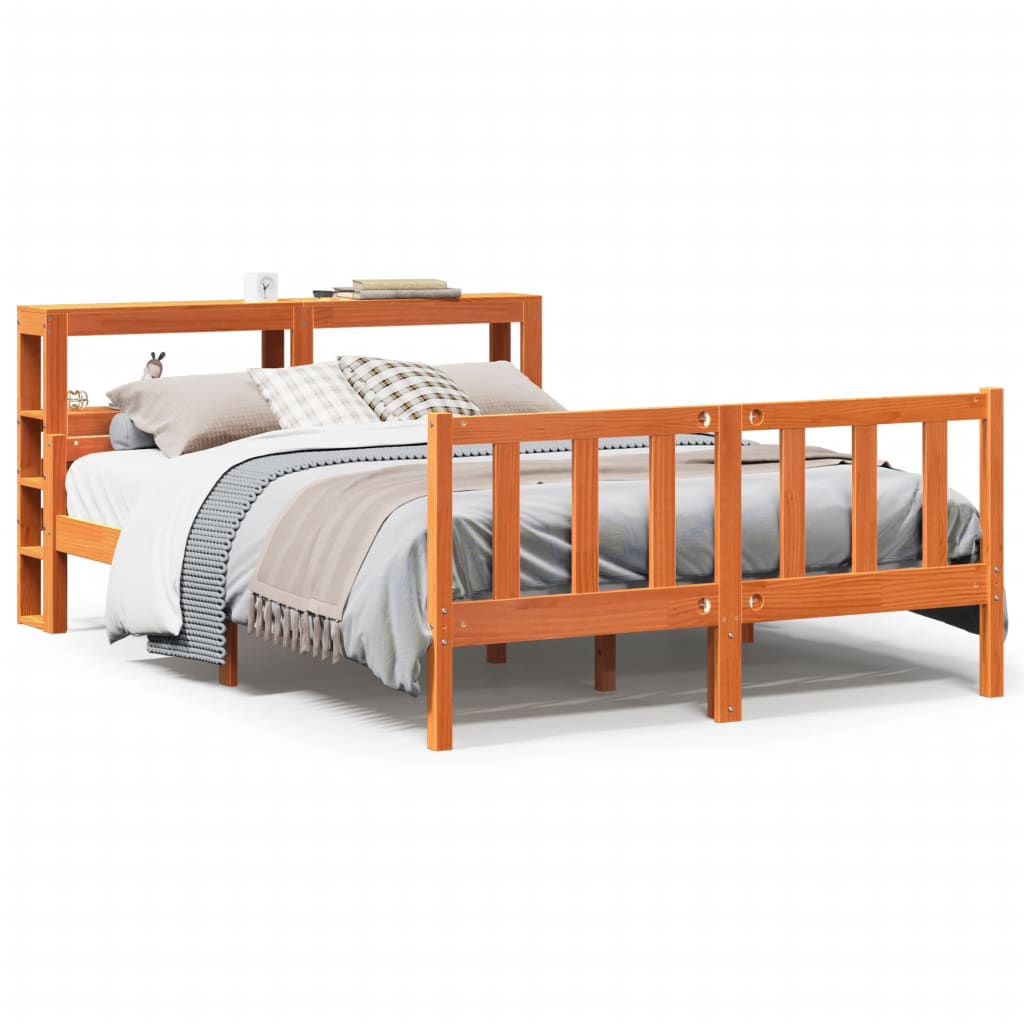 Bed Frame with Headboard without Mattress Wax Brown 150x200 cm King Size