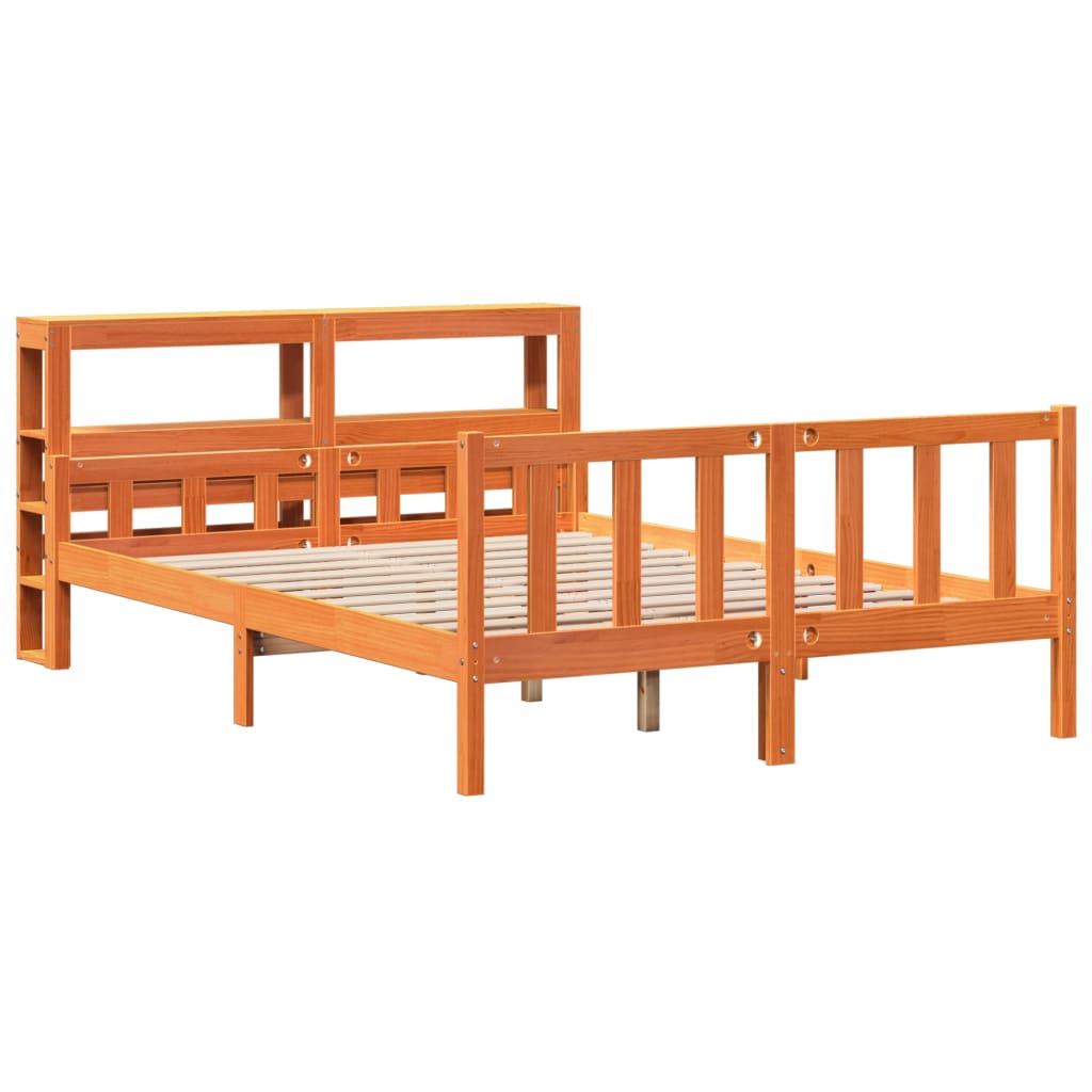 Bed Frame with Headboard without Mattress Wax Brown 150x200 cm King Size