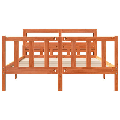 Bed Frame with Headboard without Mattress Wax Brown 150x200 cm King Size