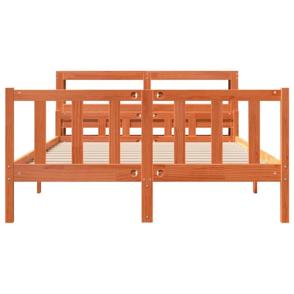 Bed Frame with Headboard without Mattress Wax Brown 160x200 cm