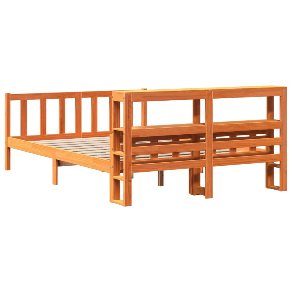 Bed Frame with Headboard without Mattress Wax Brown 160x200 cm