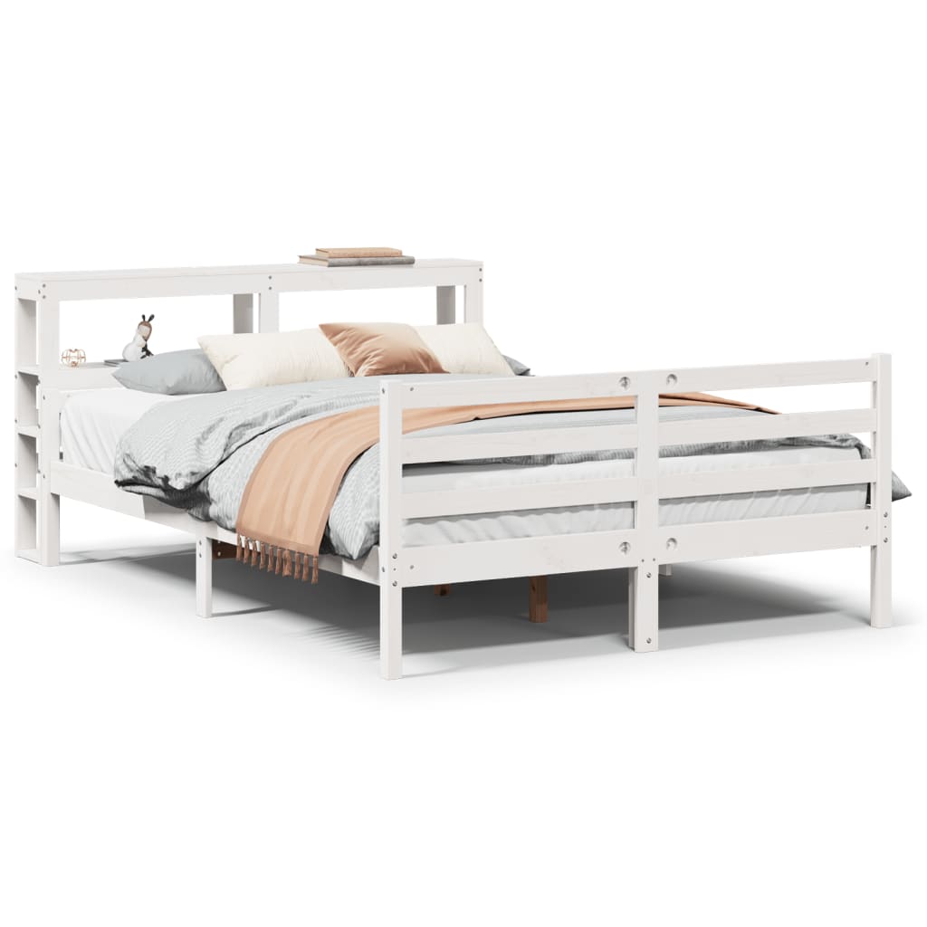 Bed Frame with Headboard without Mattress White 135x190 cm Double