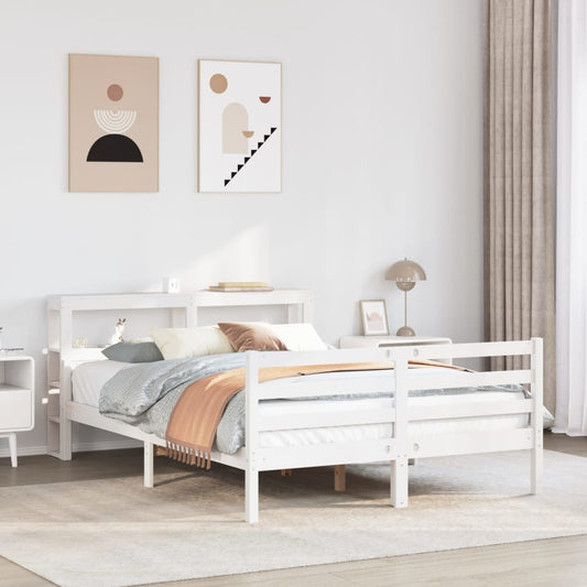 Bed Frame with Headboard without Mattress White 135x190 cm Double