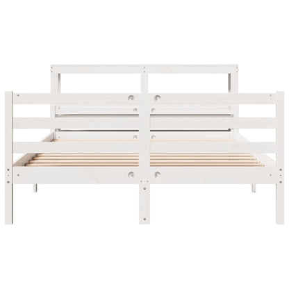 Bed Frame with Headboard without Mattress White 140x200 cm