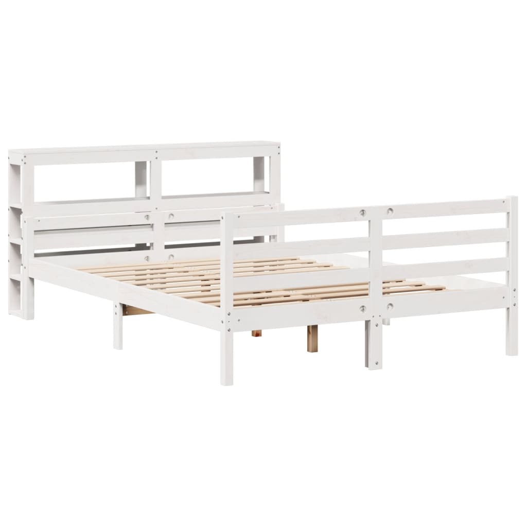 Bed Frame with Headboard without Mattress White 150x200 cm King Size