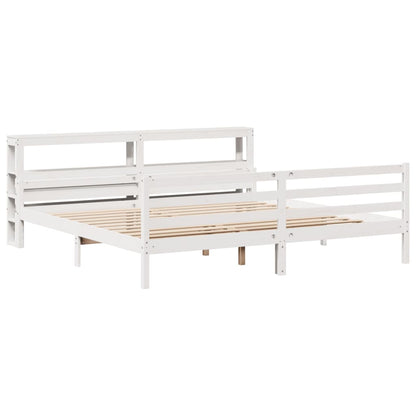 Bed Frame with Headboard without Mattress White 180x200 cm Super King