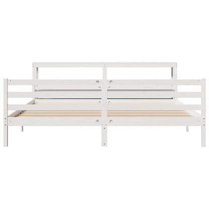 Bed Frame with Headboard without Mattress White 180x200 cm Super King