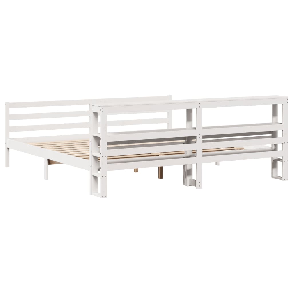 Bed Frame with Headboard without Mattress White 180x200 cm Super King