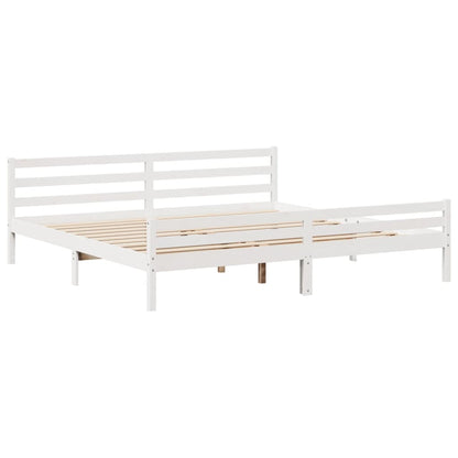 Bed Frame with Headboard without Mattress White 180x200 cm Super King