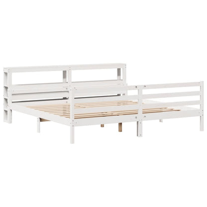Bed Frame with Headboard without Mattress White 200x200 cm