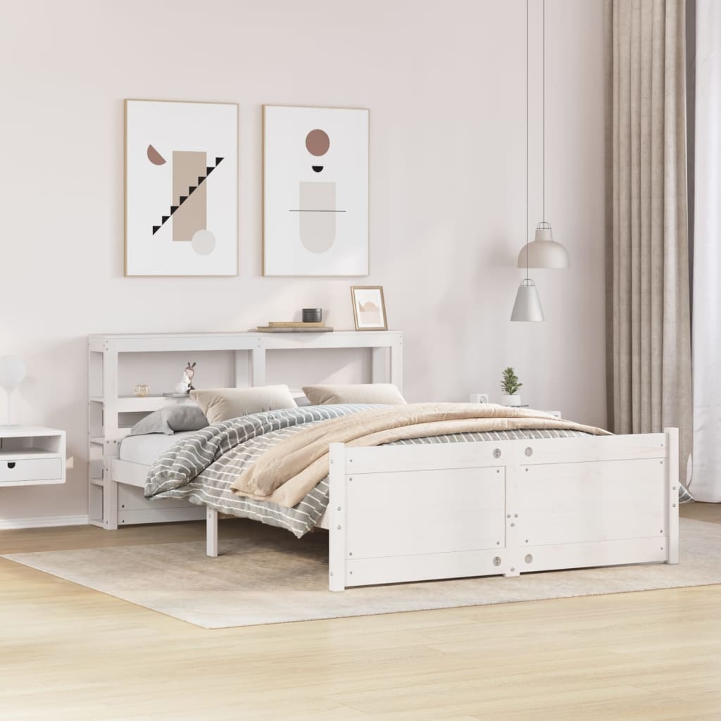 Bed Frame with Headboard without Mattress White 160x200 cm