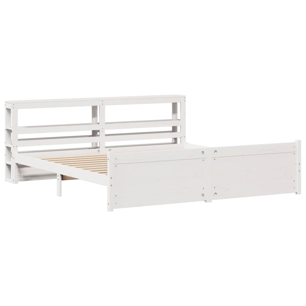 Bed Frame with Headboard without Mattress White 180x200 cm Super King