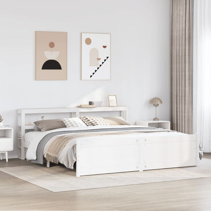 Bed Frame with Headboard without Mattress White 180x200 cm Super King