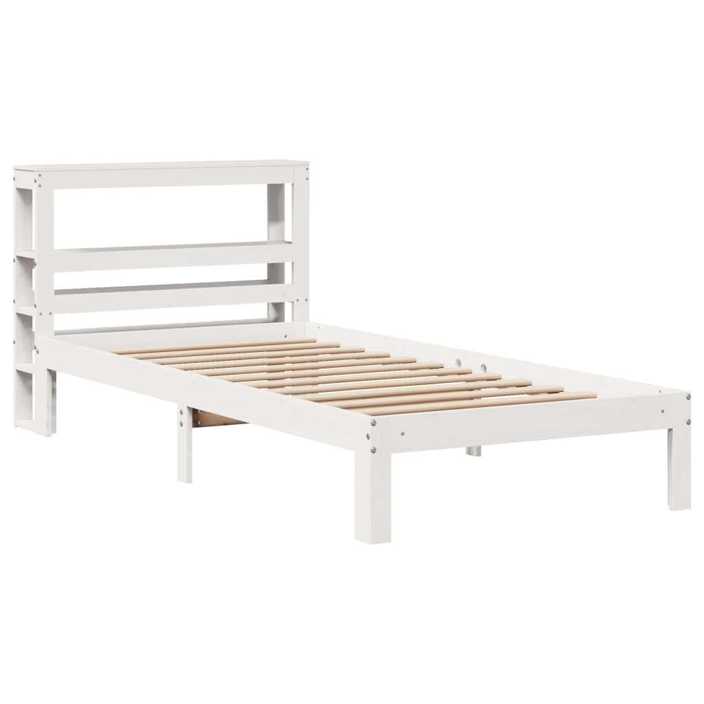 Bed Frame with Headboard without Mattress White 75x190 cm Small Single