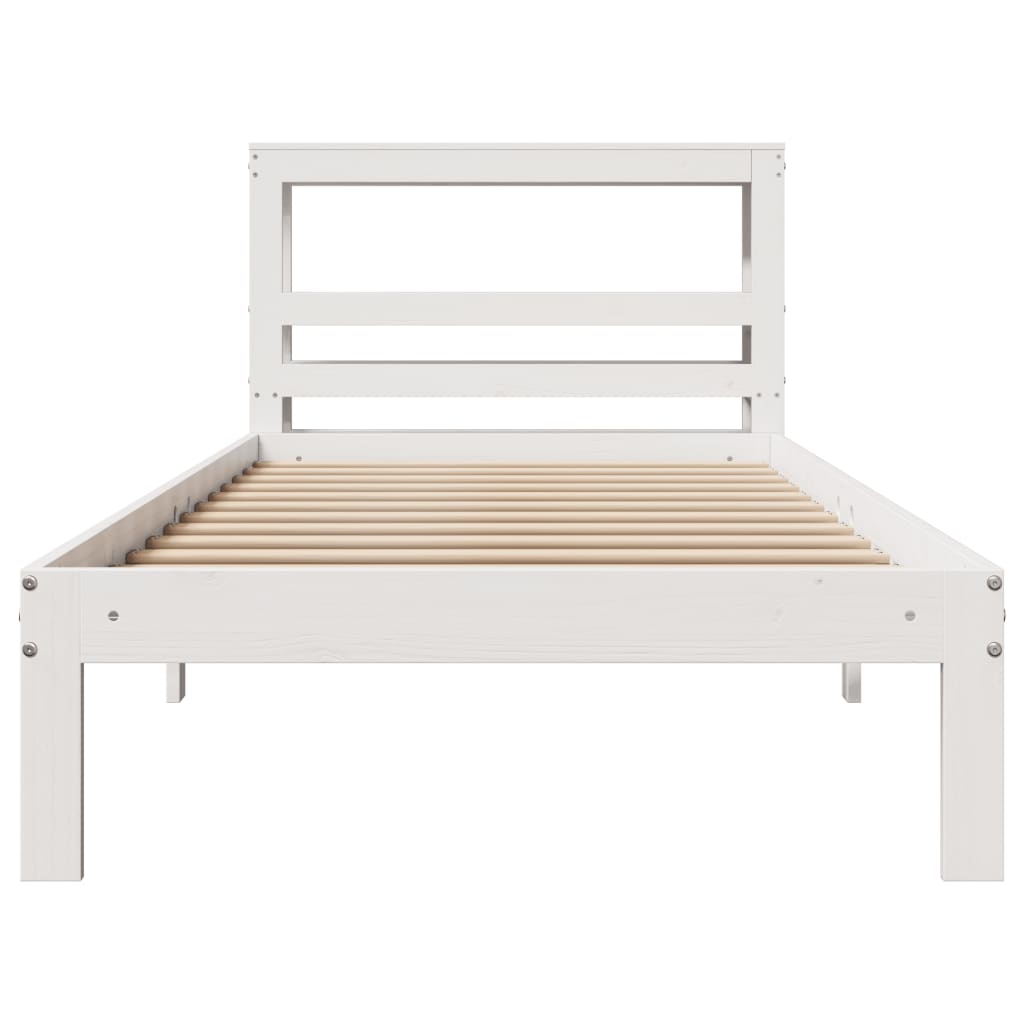 Bed Frame with Headboard without Mattress White 75x190 cm Small Single