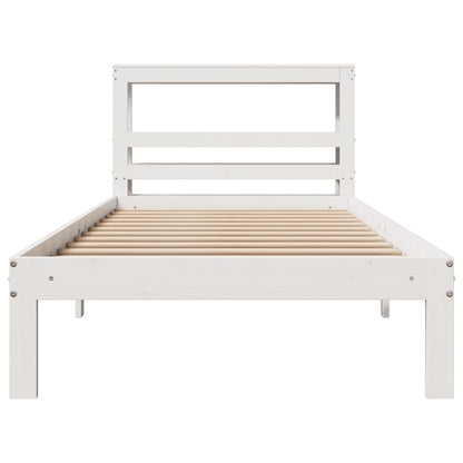 Bed Frame with Headboard without Mattress White 75x190 cm Small Single