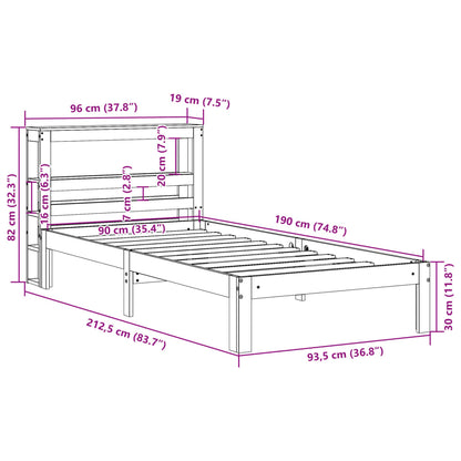 Bed Frame with Headboard without Mattress 90x190 cm Single