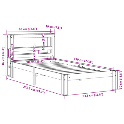 Bed Frame with Headboard without Mattress White 90x190 cm Single