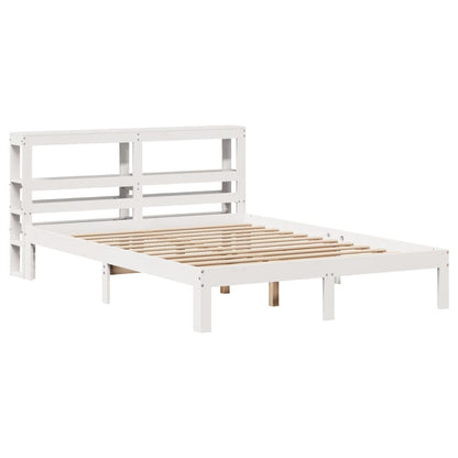 Bed Frame with Headboard without Mattress White 140x190 cm