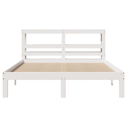 Bed Frame with Headboard without Mattress White 140x190 cm