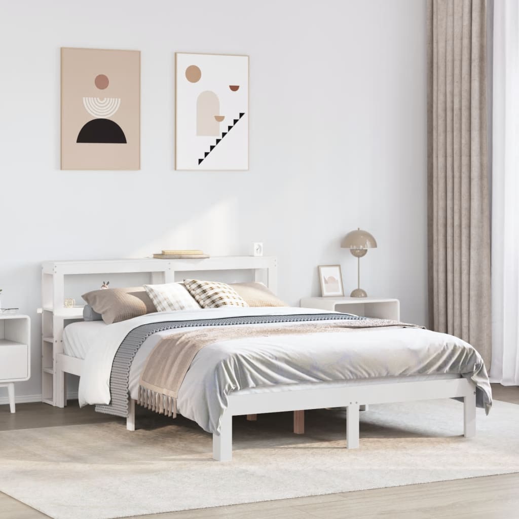 Bed Frame with Headboard without Mattress White 120x200 cm