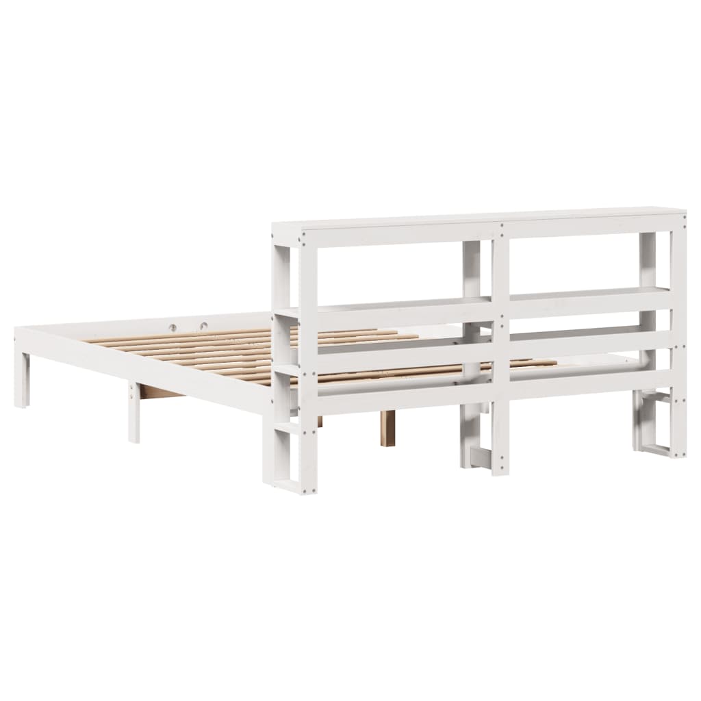 Bed Frame with Headboard without Mattress White 140x200 cm