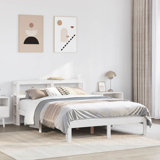 Bed Frame with Headboard without Mattress White 140x200 cm