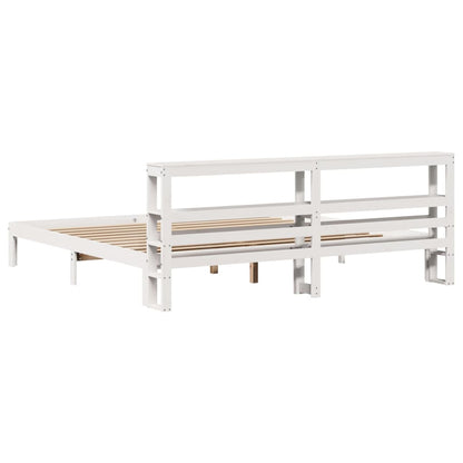 Bed Frame with Headboard without Mattress White 180x200 cm Super King