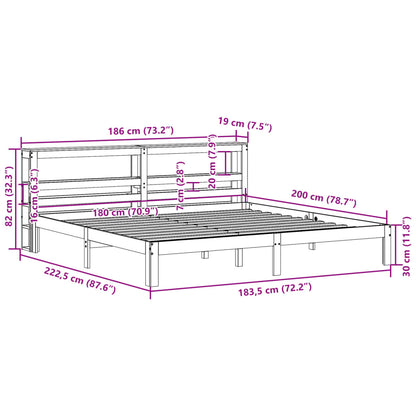 Bed Frame with Headboard without Mattress White 180x200 cm Super King