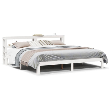 Bed Frame with Headboard without Mattress White 200x200 cm