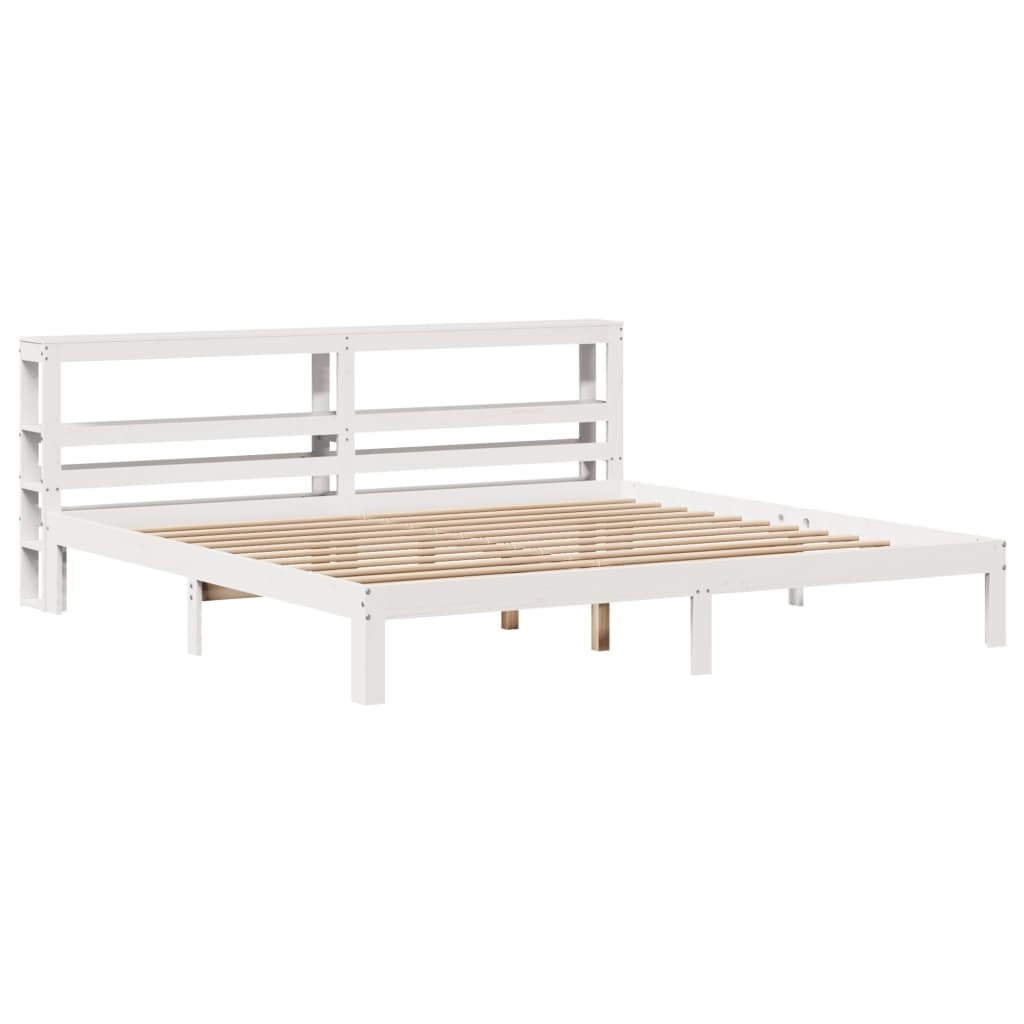 Bed Frame with Headboard without Mattress White 200x200 cm