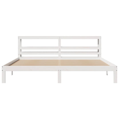 Bed Frame with Headboard without Mattress White 200x200 cm