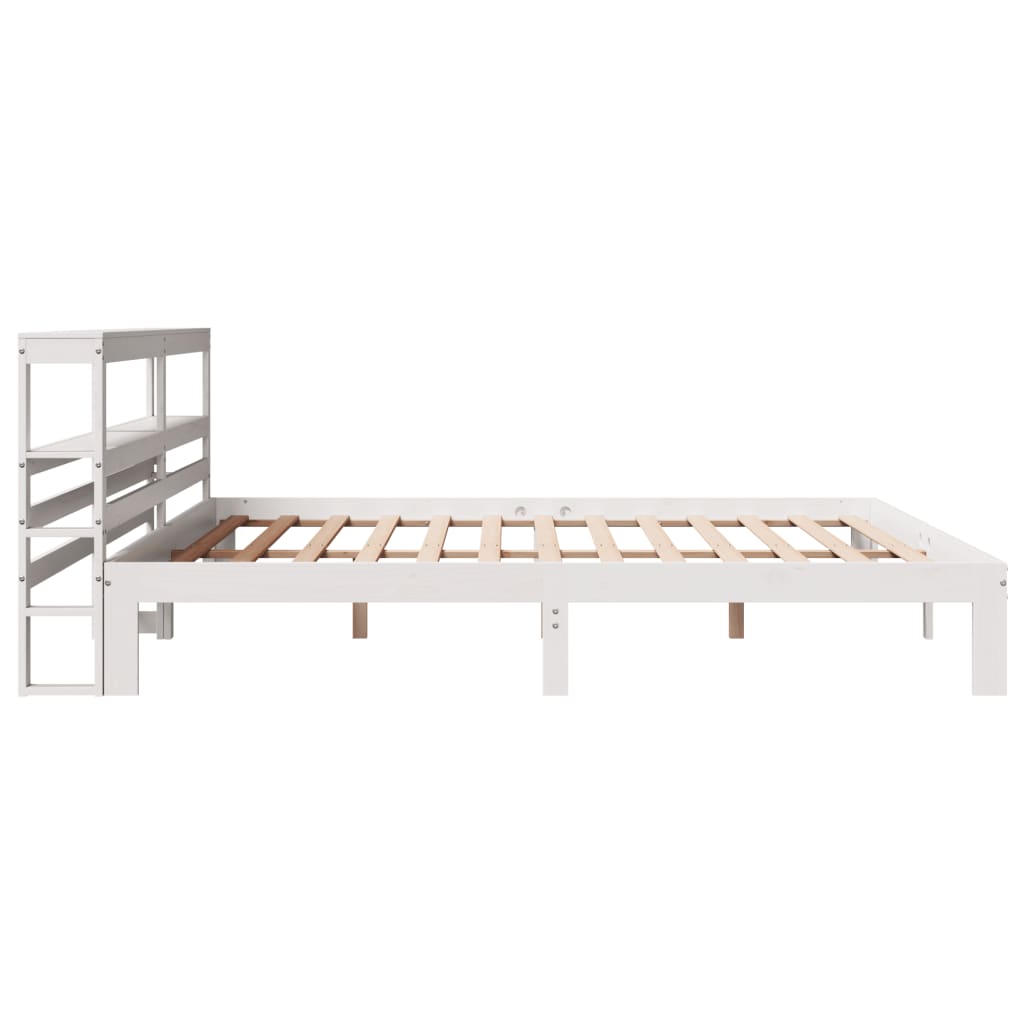 Bed Frame with Headboard without Mattress White 200x200 cm