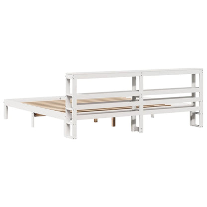 Bed Frame with Headboard without Mattress White 200x200 cm