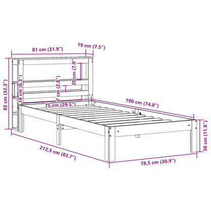 Bed Frame without Mattress Wax Brown 75x190 cm Small Single Solid Wood Pine